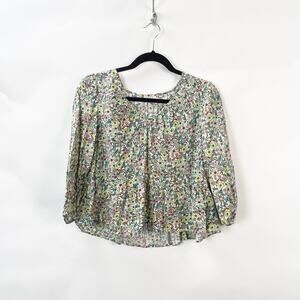 a.n.a Large Petites Womens Multicolor Floral Flower Print Popover Blouse Top